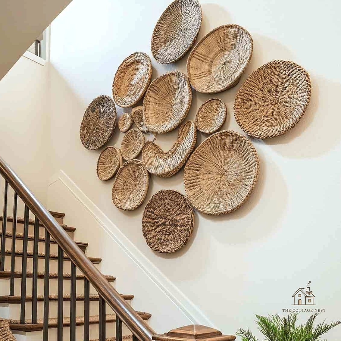 50 Clever Stairs Wall Decor Ideas for Every Style 6 Woven Wall Baskets