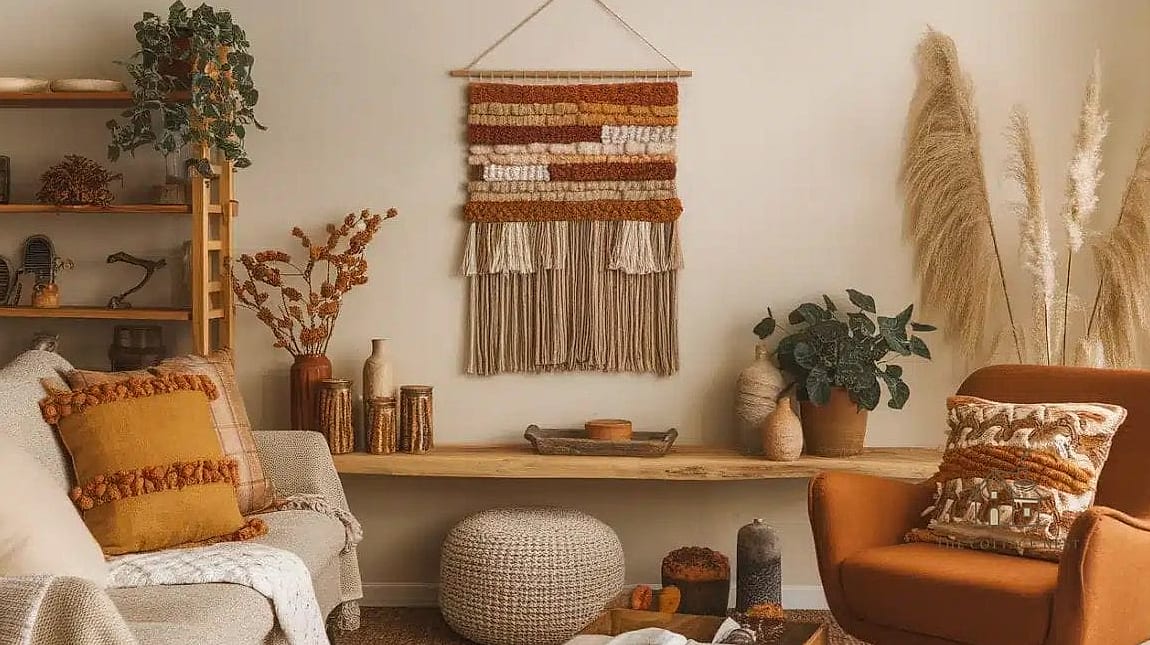25 Stunning Fall Apartment Decor Ideas You'll Absolutely Love 21 A Woven Wall Hanging for Texture