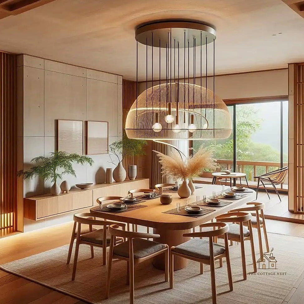 45 Gorgeous Japandi Dining Room Ideas That Are Totally Doable 42 Woven Window Shades