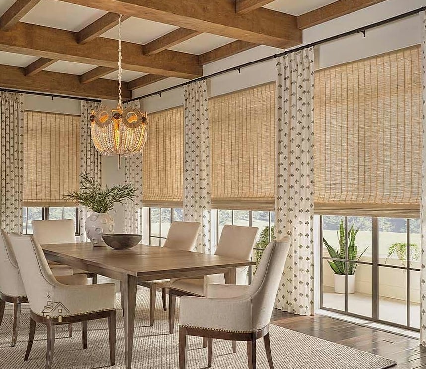 30 Amazing Dining Room Window Treatments on a Budget 11 Woven Wood Shades