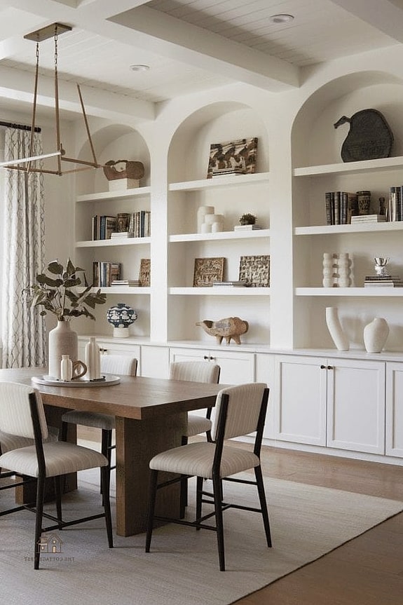 50 Amazing Dining Room Built In Ideas on a Budget 34 Wraparound Shelving Above Doorways