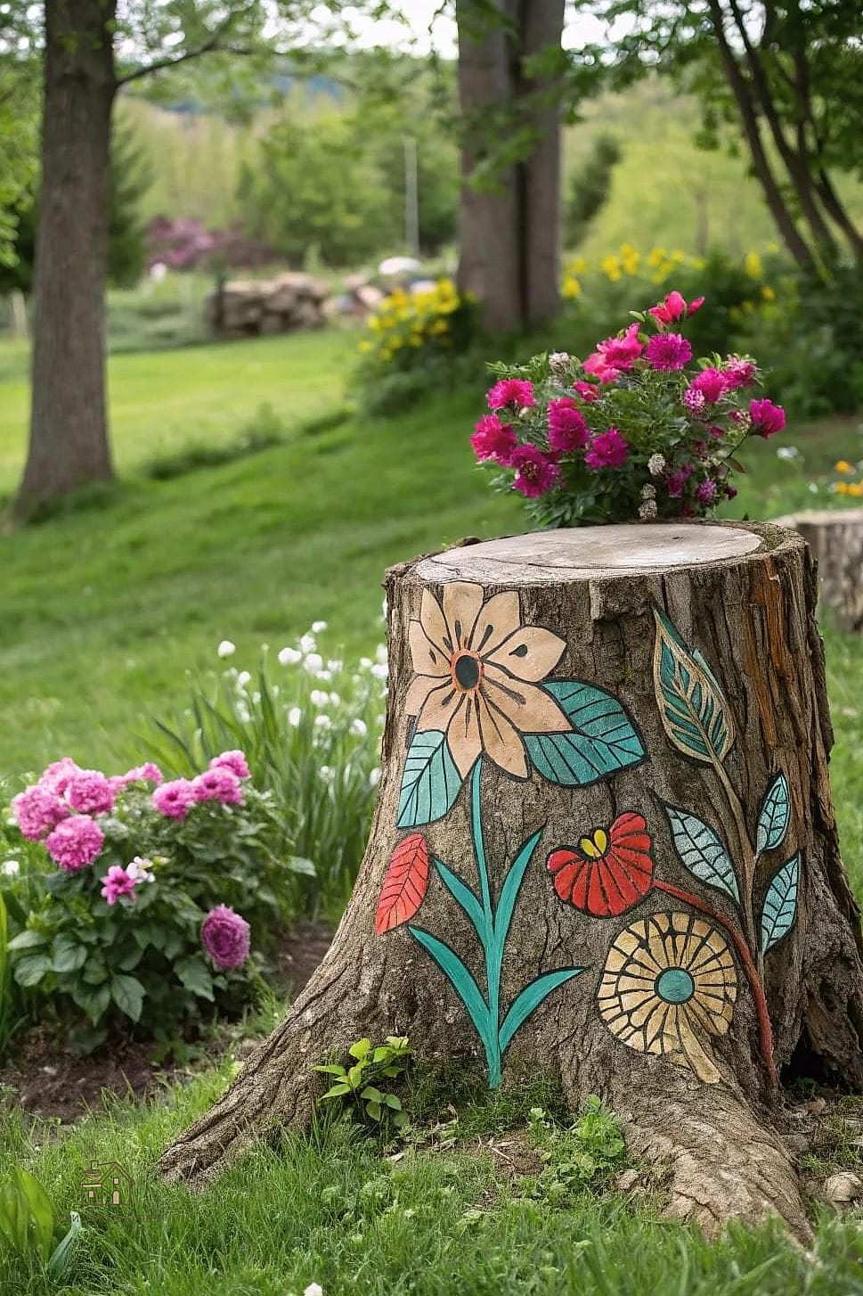 45 Creative Tree Stump Ideas Outdoor That Will Inspire You 11 Wrap It in String Lights for Ambiance